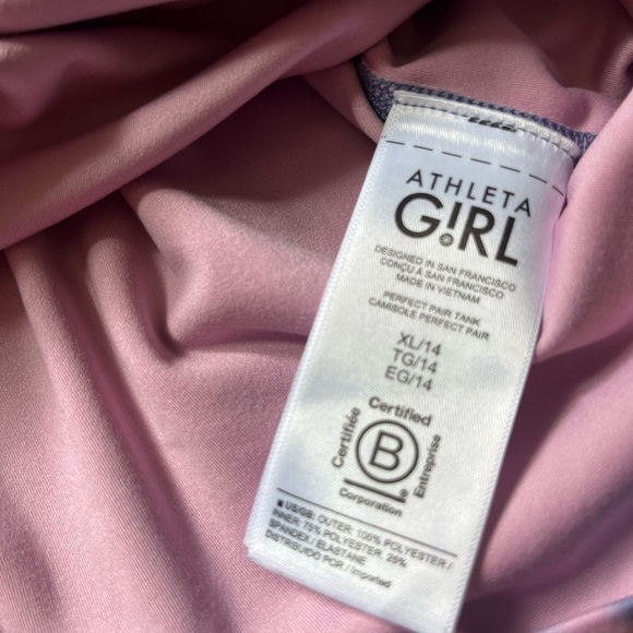 Athleta Girl “Run the World” Purple/Blue/Pink Tie-Dye Tank Top Girls 14 XL - Picture 8 of 14